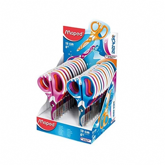 Forbici Maped Zenoa Asimmetriche - 13 cm - Acciaio inox - colori Azzurro Fuxia  - 1