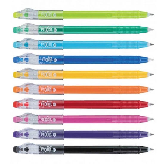 Frixion Ball  Pilot 07mm penna gel cancellabile  Blu Rossa Nera Giallo Arancione Azzurro Rosa Lillia  con gomma - 1
