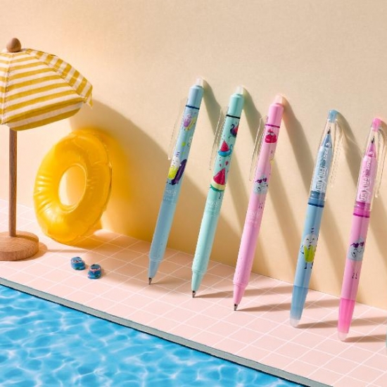 Frixion Ball  Pilot Pool Party Penna con Tappo Gel Cancellabile Fusto Pastello  Inchiostro Nero Rosa Blu  - 2