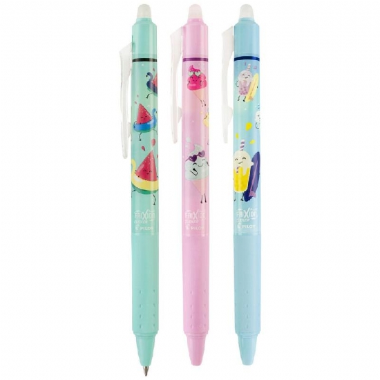 Frixion Ball Pilot Pool Party Penna Clicker Gel Cancellabile Fusto Pastello  Inchiostro Nero Rosa Blu  - 1