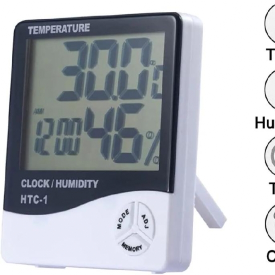 Futura Group Termoclock HTC 1 Termometro e Igrometro con Data e Ora Bianco - 2