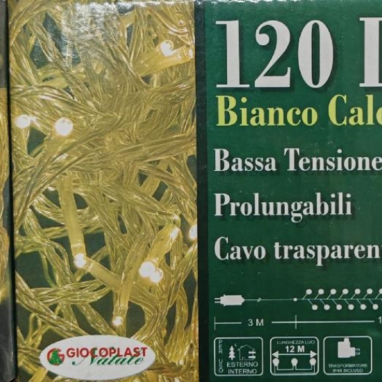 Giocoplast Natale 120 Luci LED Bassa Tensione per Esterno12 Metri Prolungabili 120 LED Bianco Caldo IP44 - 2