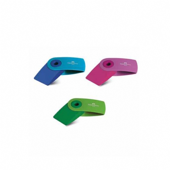 Gomma Faber Castell  Sleeve Mini Eraser  Ergonomica  con Custodia Rosa Verde Azzurro Blu Rosso - 2