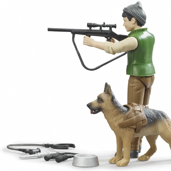 Guardia forestale con cane lupo Pastore Tedesco Bruder 62660 Verde Marrone Nero Militare - Modellino Bambino - 2