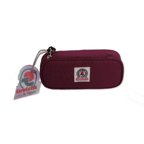 Invicta - Astuccio Ovale Porta Penne Lip Pencil Bag Plain - Colore Viola Rosso Porpora Scuro  - 1