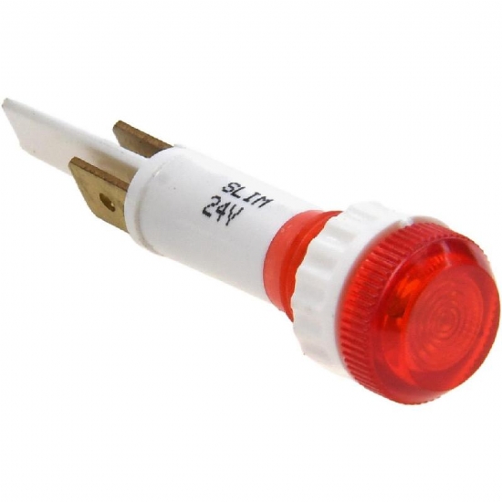 Indicatore Slim Luminoso da Pannello con Connettore a Lama con Lente Rotonda Rossa o Verde da 24V - 2