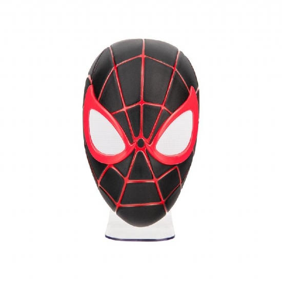 Lampada Maschera Spiderman 3D Led Light Miles Morales Paladone Marvel Nera Rossa 22cm - 1