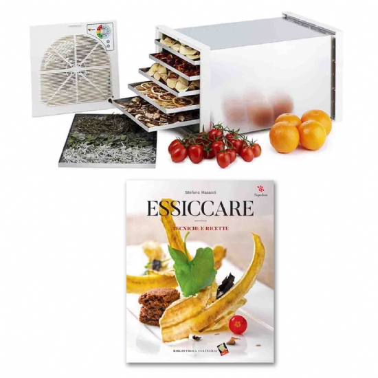 Migliore Prezzo per Libro con Ricette e Tecniche Essiccare con Essiccatore Biosec De Luxe B6 per Pasta Fresca Frutta Verdura Carne Pesce Erbe   - 1