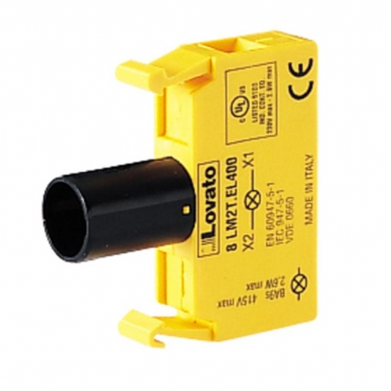 Lovato 8LM2EL400 Portalampada Senza Base di Fissaggio Diametro 22mm Serie 8LM - 1