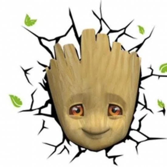 Luce Notturna Led 3D da Parete Baby Groot Guardiani della Galassia Marvel - 1