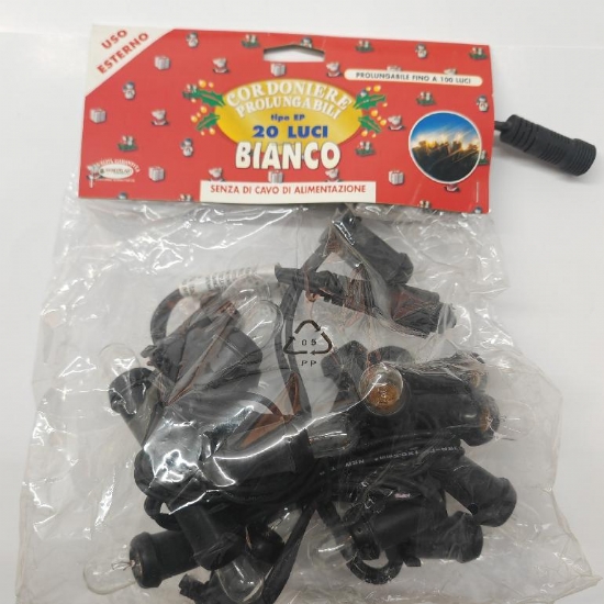 Luci Natale Cordoniere Prolungabile Tipo E 20 Luci E14 Bianco Senza Cavo di Alimentazione Uso Esterno - 1
