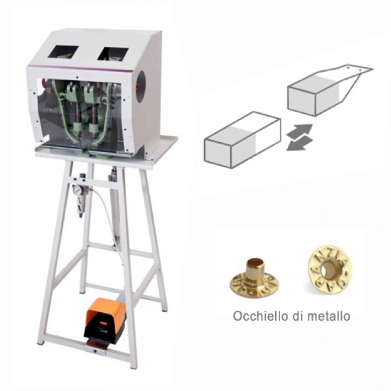 Occhiellatrice professionale pneumatica macchina per applicare doppio occhiello in metallo a sacchetti - 1