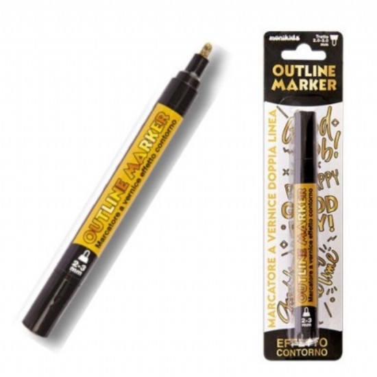 Marcatore a Vernice Doppia Linea Effetto Contorno Colore Oro Nero e Agento Nero - 2