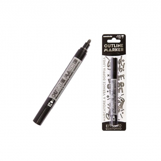 Marcatore a Vernice Doppia Linea Effetto Contorno Colore Oro Nero e Agento Nero - 2