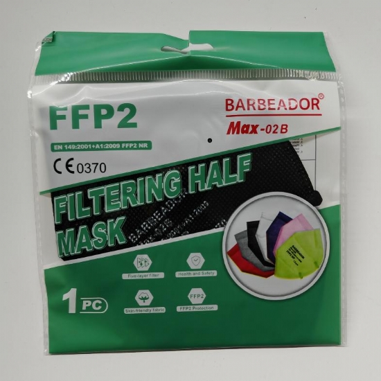 Mascherina Barbeador Max 02B Protettiva Monouso FFP2 Nera Confezione 10 Pezzi  - 2