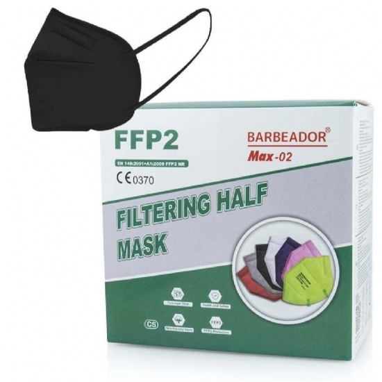 Mascherina Barbeador Max 02B Protettiva Monouso FFP2 Nera Confezione 10 Pezzi  - 2