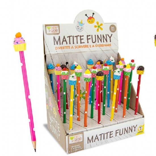 Matite Funny CupCake Fatto di Legno Teorema Fantasie Assortite - 1