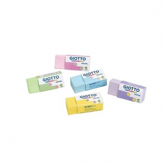 Minigomma Giotto  Gomma piccola  colori pastello Giallo Azzurro Viola Rosa Verde - 1