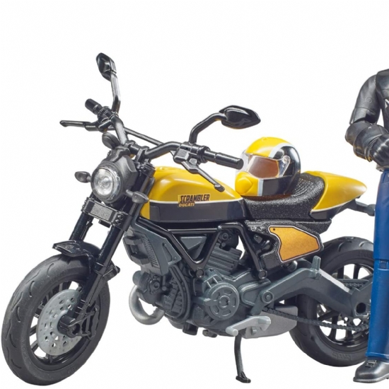 Moto Motociclista Ducati Bruder 63053 Nero Blu Giallo Beige - Modellino Bambino - 1