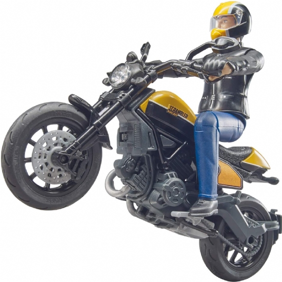 Moto Motociclista Ducati Bruder 63053 Nero Blu Giallo Beige - Modellino Bambino - 2