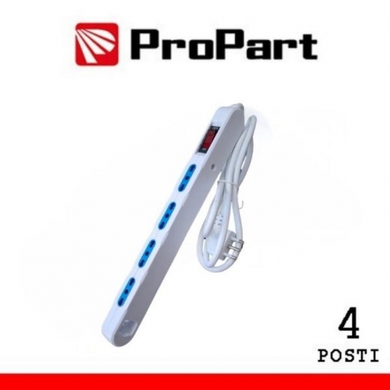 Multipresa Salvaspazio ProPart 4 Posti  Prolunga con Interruttore Spina 16A  4 Bpresa 2P T 10A 16A  Bianco - 1