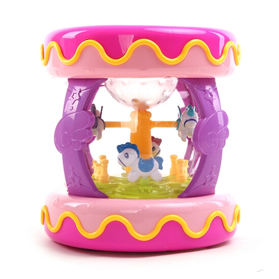 Music Drum - Carillon - Gioco Infanzia - Beb - Bambino - Pinguino Rosa Fuxia Lilla Viola - Suoni Luci - Batteria Tamburo Tamburello Pony Unicorno - 1