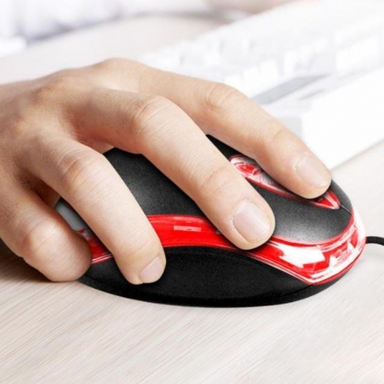 Optical Mouse Ottico USB Nero  Illuminazione a Led 3 Pulsanti con Ruota di Scorrimento  - 2