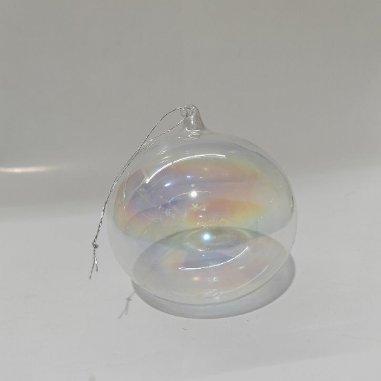 Pallina di Natale Sfera di VetroTrasparente Iridescente Diametro 8 cm - 1