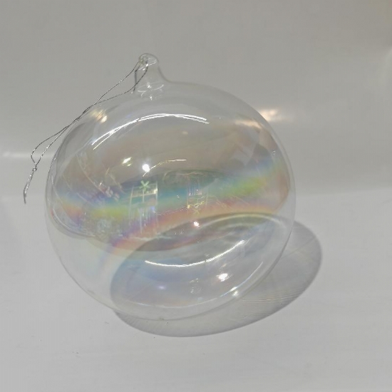 Pallina di Natale Sfera di VetroTrasparente Iridescente Diametro 12 cm - 1