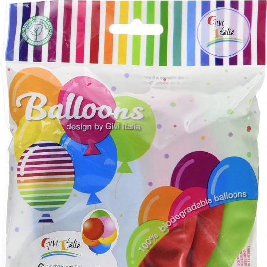Palloncini  6 Pezzi Maxi Colori Assortiti 50cm Balloons Givi Italia - 2