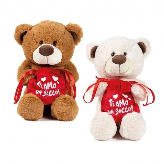 Peluche Orso Decar con Sacchetto Apribile Ti Amo Un Sacco 25 cm  - 1