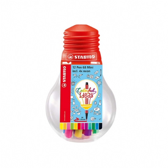 Pen 68 - Stabilo - Colorful Ideas - Lampadina 12 mini colori neon fluo - 1