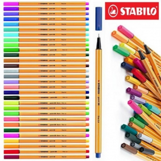 Pennarello Fineliner STABILO point 88  punta 04 Colore Pastello e Fluorescente Assortiti - 1