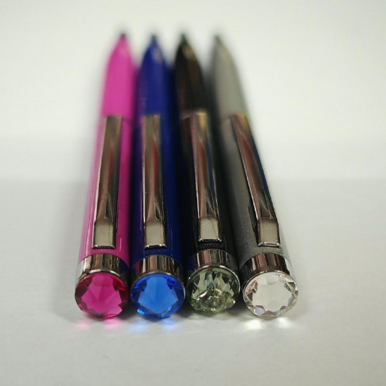 Penna Gioiello Cristal Pen Niji Fusto Colorato Rosa Blu Nero Grigio Inchiostro Nero - 1