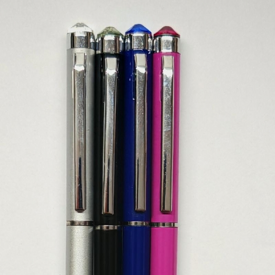 Penna Gioiello Cristal Pen Niji Fusto Colorato Rosa Blu Nero Grigio Inchiostro Nero - 2