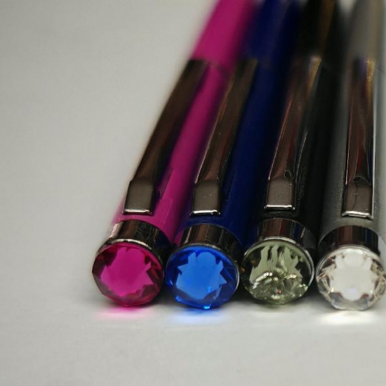 Penna Gioiello Cristal Pen Niji Fusto Colorato Rosa Blu Nero Grigio Inchiostro Nero - 2