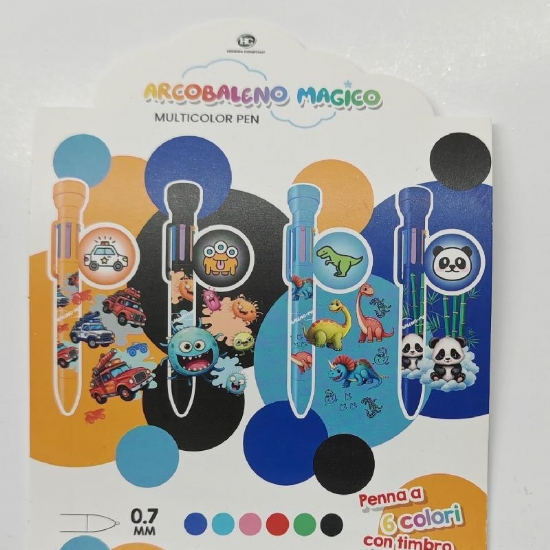 Penna Sfera Multicolore Arcobaleno Magico 6 Colori con Timbro 0 7 mm - 2
