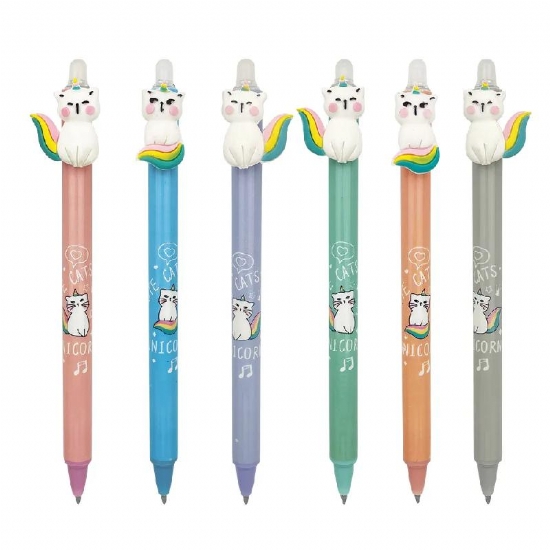 Penna Sfera a Scatto Gel Cancellabile Lebez Upsy Catcorn Tema Gatti Unicorno - 1