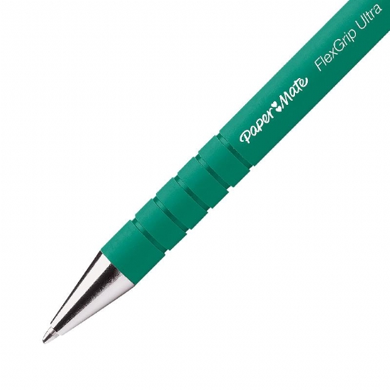 Penna Sfera a Scatto PaperMate Flexgrip Ultra Punta 1mm Colore Nero Verde - 2