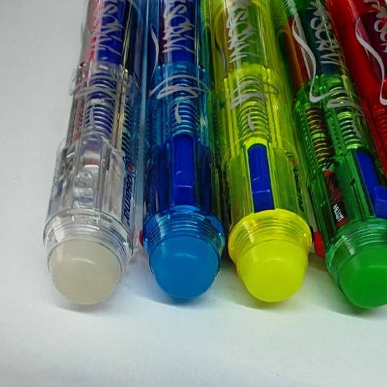 Penna a Sfera Gel Cancellabile Osama Riscrvi Multi 3 in 1 Ricaricabile Fusto Colorato Inchiostro Nero Blu Rosso - 2