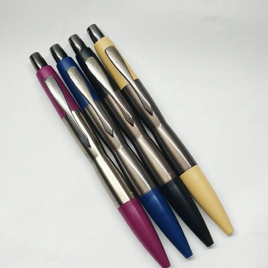 Penna a Sfera Parker Dimonite Vintage da Collezione Fusti in Metallo e Resina Fost Touch Colorata    - 1