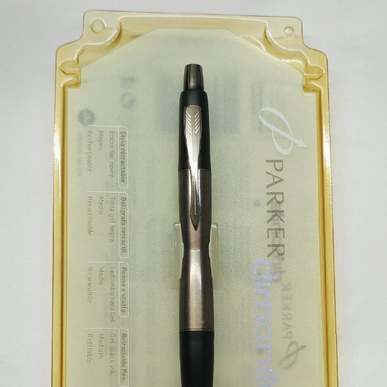 Penna a Sfera Parker Dimonite Vintage da Collezione Fusti in Metallo e Resina Fost Touch Colorata    - 2