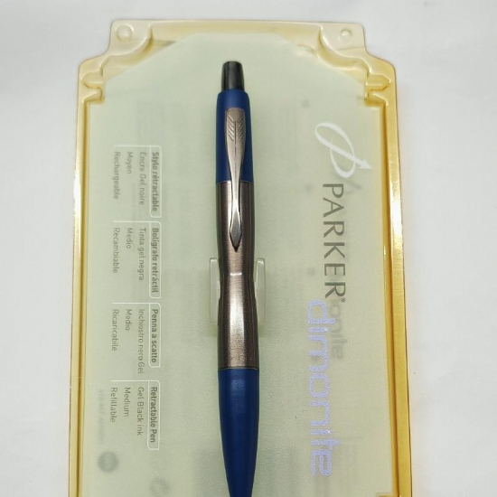 Penna a Sfera Parker Dimonite Vintage da Collezione Fusti in Metallo e Resina Fost Touch Colorata    - 2