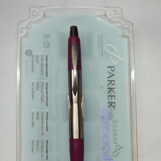 Penna a Sfera Parker Dimonite Vintage da Collezione Fusti in Metallo e Resina Fost Touch Colorata    - 2
