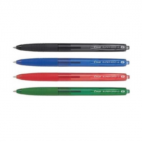 Penna biro a scatto Pilot SuperGrip Verde Rosso Blu Nero Fine Medium - 2