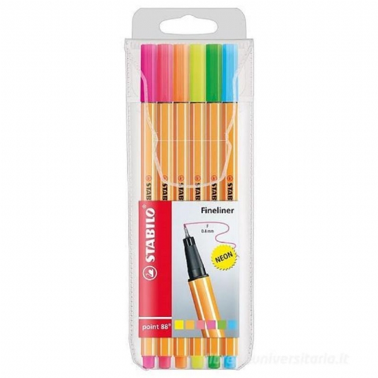Pennarello Fineliner STABILO Pen Point 88 Fluorescente Set 6 Pezzi - 1