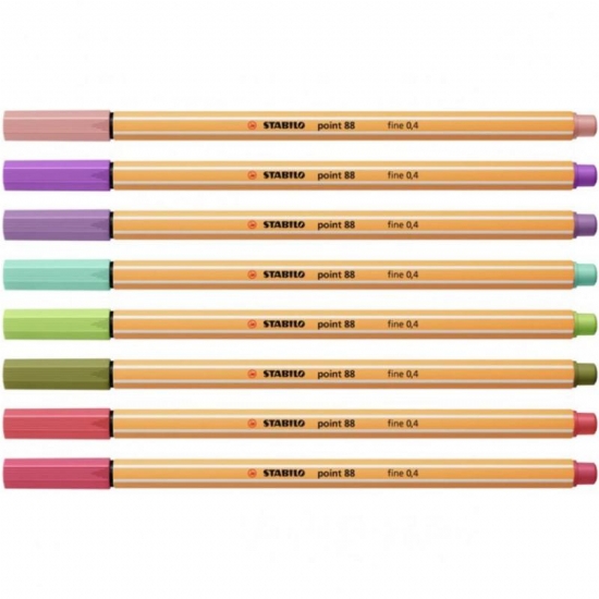 Pennarello Fineliner STABILO point 88 Astuccio Cartone 8 Colori Pastello - 2