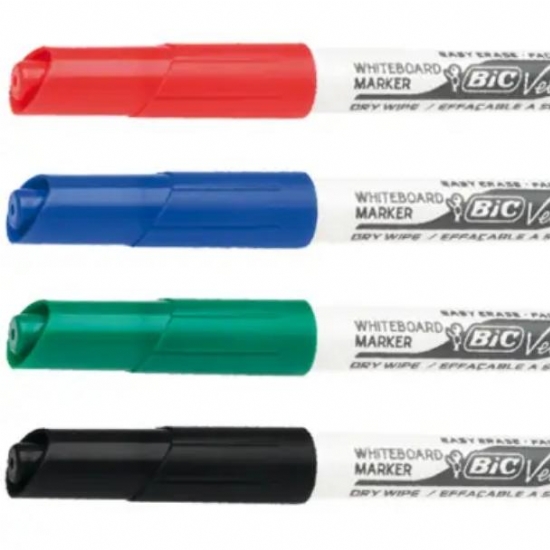 Pennarello per Lavagna Bic Velleda  Punta Tonda 2mm Rosso Blu Verde - 1