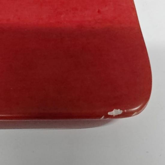 Piatto Porta Candele Decorativo Afrika Quadrato di Pietra con Motivi Geometrici Incisi a Mano 30cm Colore Rosso - 2