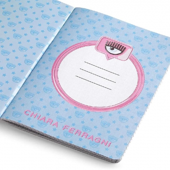 Pigna Quaderno Chiara Ferragni 5M  con Margine 80gr Stampa Logo  Cane  Bambolina Glitter Azzurro Rosa Colori Assortiti - 2